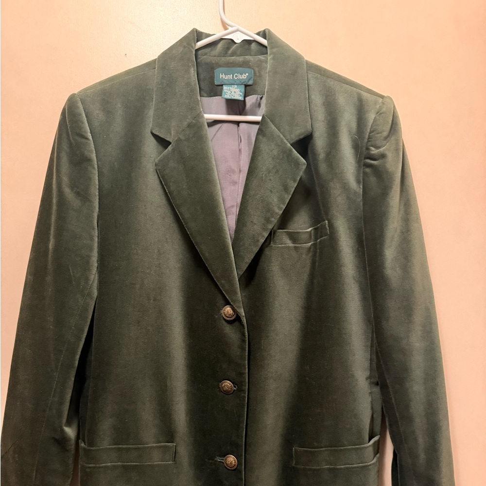 Hunt Club Olive Velvet Tailored Blazer